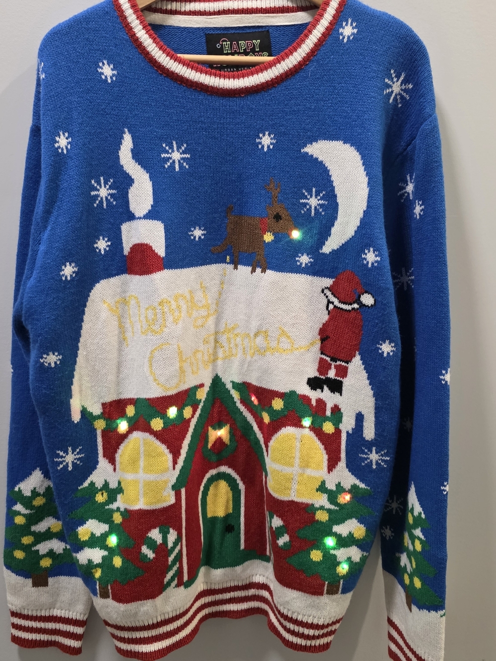 Happy Holidays Urban Heritage Light-Up Christmas Sweater XL